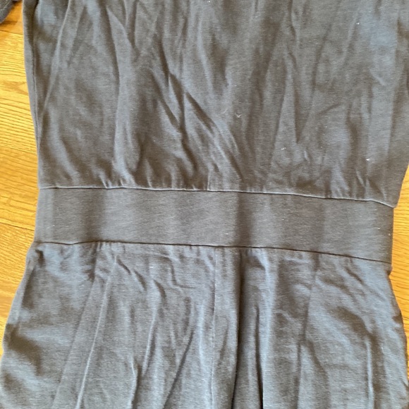 FP Beach 100% cotton button front 3/4 sleeve charcoal gray jumpsuit neutral tone - Picture 7 of 8